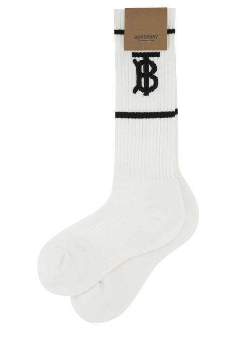 Burberry White Stretch Polyester Blend Socks - A1464 - 8047231_A1464