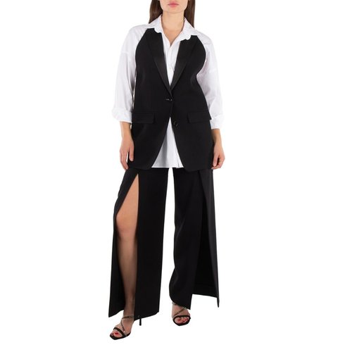 Burberry Wool Tailored Blazer Vest with Satin Peak Lapels - Black - 8071376