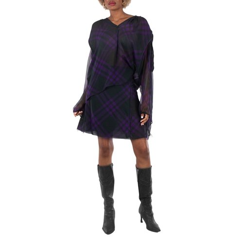 Burberry Wrap- Belt Check-Pattern Frayed Skirt - 8077243