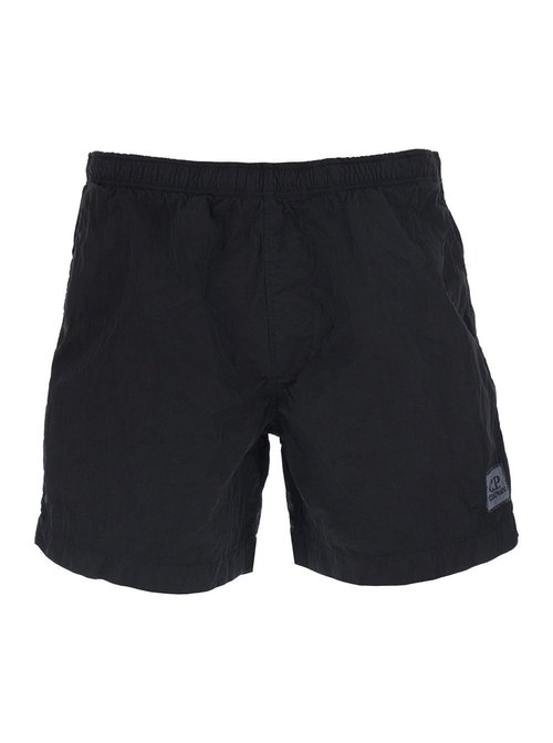 C. P. Company Black Swim Shorts With Logo On The FrOnt In Tech Fabric - RSCMBW736A006369G999