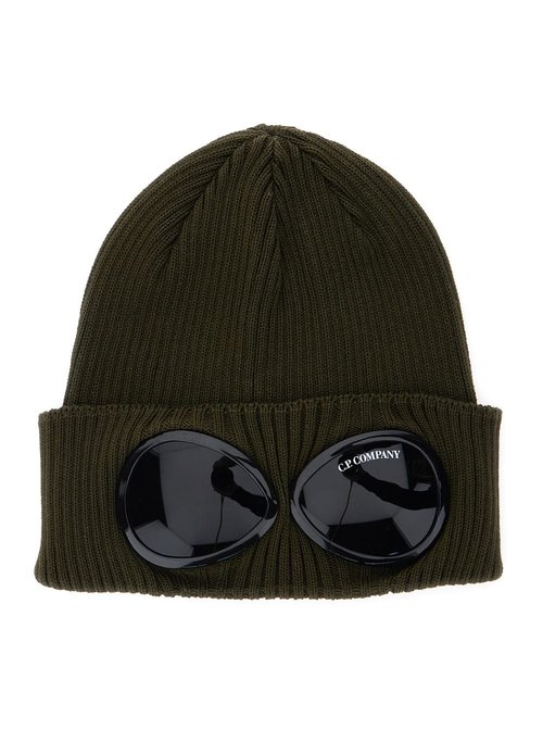 C. P. Company Green Knit Beanie With Google Detail On The FrOnt In CottOn Man - RSCMAC747A000727A683