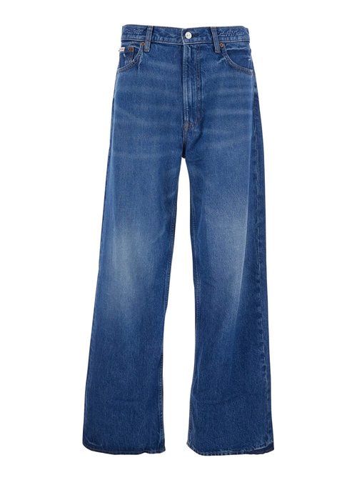 Calvin Klein Blue Jeans With Wide Leg And Logo Patch On The Rear In Denim Man - LV04RF799GXAW