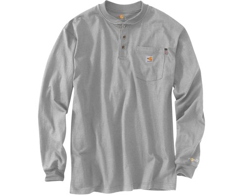 Carhartt Flame-Resistant Forcer Cotton Long Sleeve Henley Clothing - Light Gray - 100237-051
