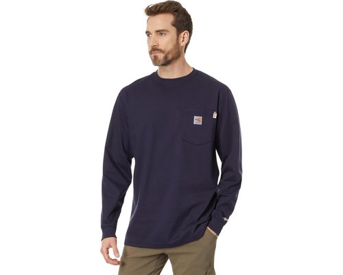 Carhartt Flame-Resistant FR Force Cotton Long Sleeve T-Shirt T Shirt - Dark Navy - 100235-410