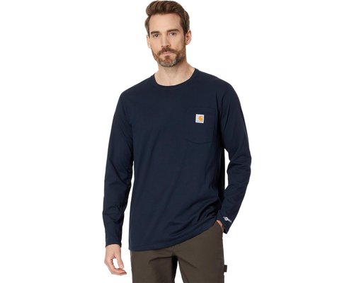 Carhartt Force Relaxed Fit Midweight Long Sleeve Pocket T-Shirt Clothing - Navy - 106656-I26