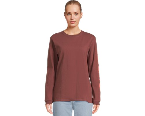Carhartt Loose Fit Heavyweight Long-Sleeve Logo Sleeve Graphic T-Shirt Sweater - Barnwood - 103401-RB3