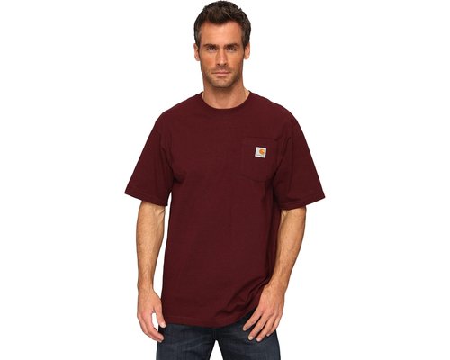 Carhartt Loose Fit Heavyweight Short Sleeve Pocket T-Shirt T Shirt - Port - K87-PRT