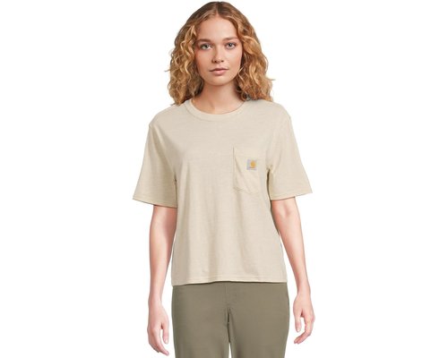 Carhartt Plus Size Loose Fit Lightweight Short Sleeve Crew Neck T-Shirt Clothing - Oat Milk Heather - 106122-A22