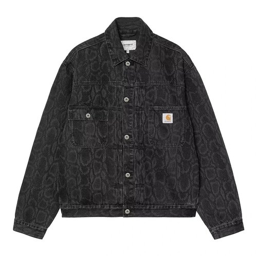 Carhartt WIP Belmar Denim Jacket - Black Snake Camo (Heavy Stone Wash) - I036586_3R2_60