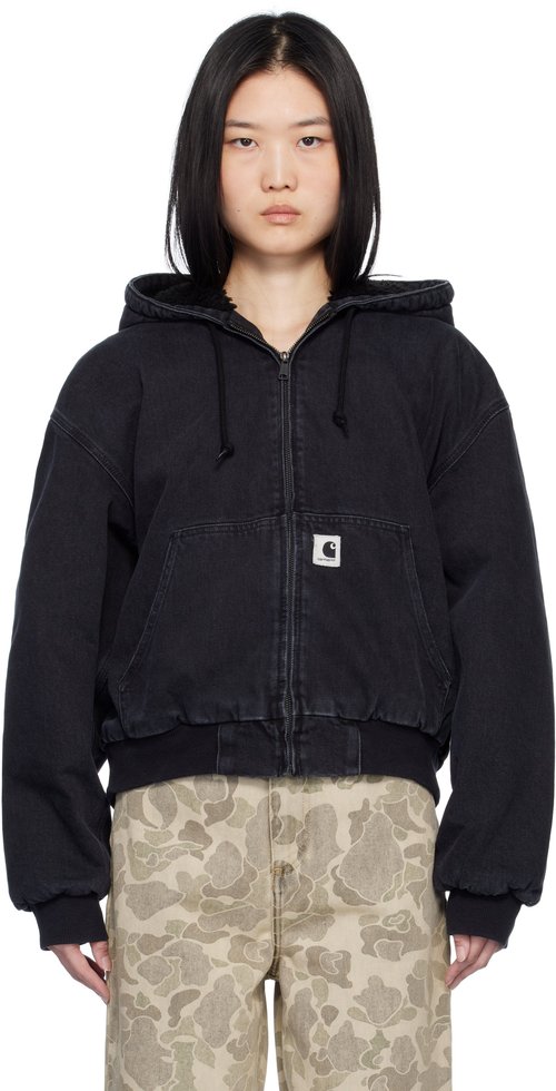 Carhartt WIP Black OG Active Denim Bomber Jacket - Black Stone Washed - I032240_89_06