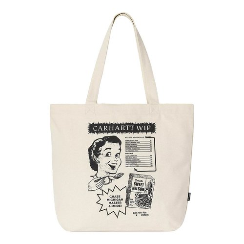 Carhartt WIP Canvas Graphic Tote , Uncoated Canvas, 11.4 oz - Catalogue Print/Natural - I033975_2VX_XX
