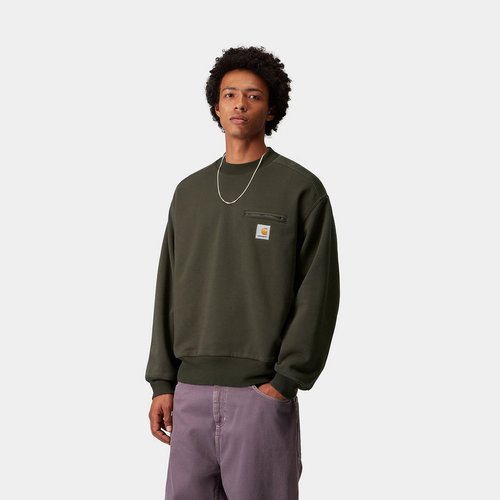 Carhartt WIP Detroit Sweat - Olive Stone Washed - I035547_49_06