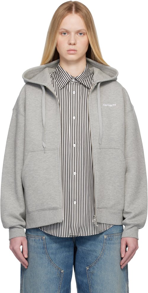 Carhartt WIP Gray Alda Hoodie - Grey Heather/White - I036028_00D_XX
