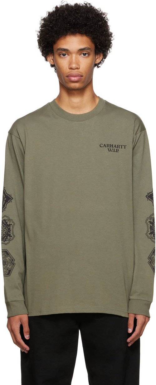 Carhartt WIP Green Scope Long Sleeve T-Shirt - Seaweed/Blac - I030666_0Z3_XX