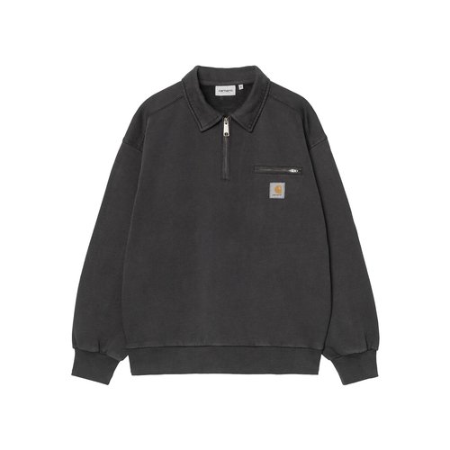 Carhartt WIP Half Zip Detroit Sweatshirt - Black Stone Washed - I036350_89_06