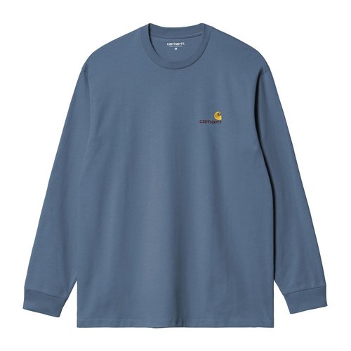 Carhartt WIP Blue American Script Long Sleeve T-shirt - Sorrent - I029955_1YI_XX