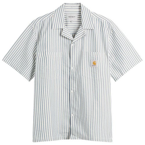 Carhartt WIP Leavel Short Sleeve Stripe Shirt - Blue River/Wax - I036203_3K_5X