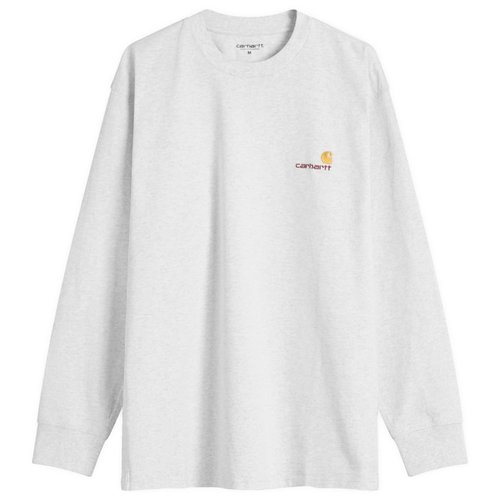 Carhartt WIP Long Sleeve American Script T-Shirt - Ash Heather - I029955_482_XX