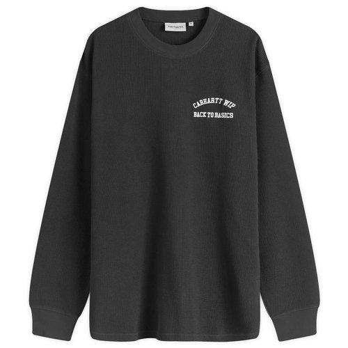 Carhartt WIP Long Sleeve Basics Script Waffle T-Shirt - Black/White - I033985_0D2_XX