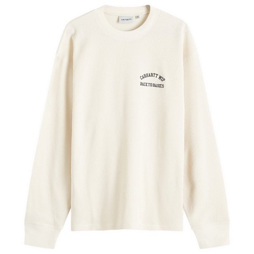 Carhartt WIP Long Sleeve Basics Script Waffle T-Shirt - Natural/Black - I033985_1K6_XX