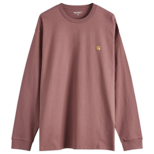Carhartt WIP Long Sleeve Chase T-Shirt - Dusky Pink/Gold - I026392_2Q7_XX
