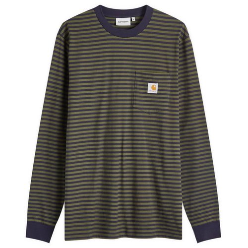 Carhartt WIP Long Sleeve Verner Stripe Pocket T-Shirt - Dark Navy/Office Green - I033817_2C9_XX