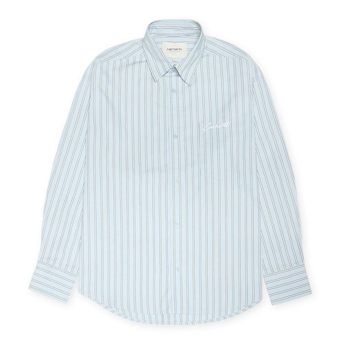 Carhartt WIP Longsleeve Grimsby Shirt grimsby stripe, blue fog Longsleeves Damen blau Größe M - I035134_0OX_03