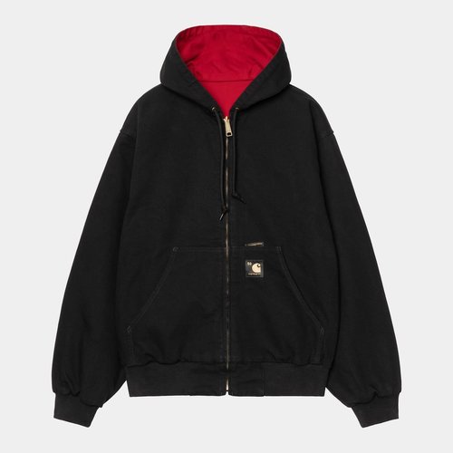 Carhartt WIP 50 Years Anniversary OG Active Jacket Canvas Canvas, 12 oz - Black/Usa Red Rinsed - I036412_3GJ_02