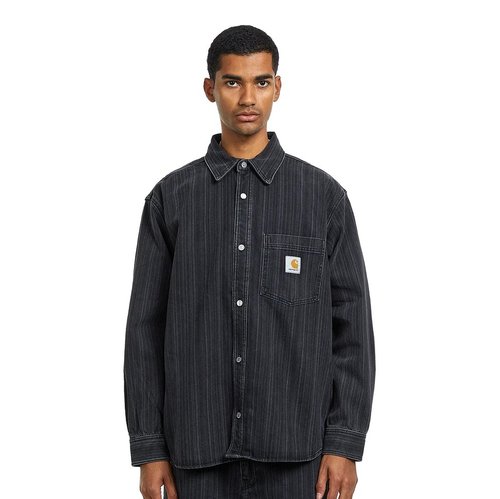 Carhartt WIP Rylan Shirt Jac Denim, 11.5 oz - Rylan Stripe/Black Stone Washed - I035567_32I_06