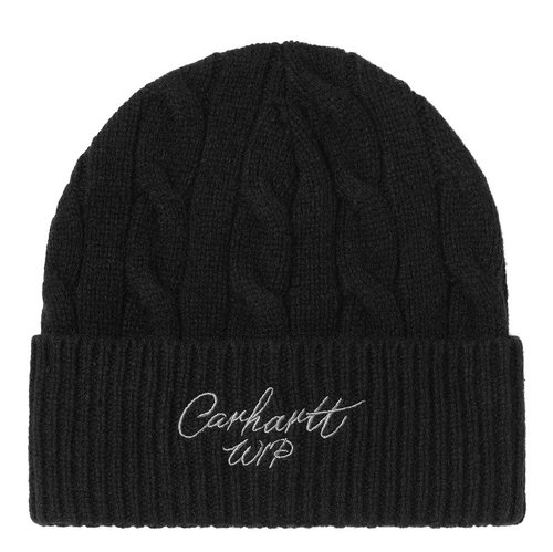 Carhartt WIP Signature Cable Beanie - Black/Salt - I035464_1T8_XX