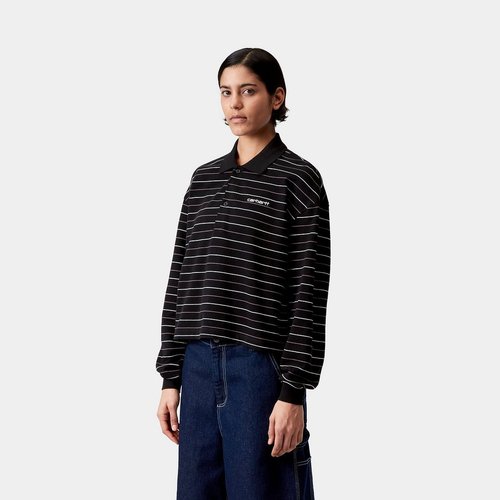 Carhartt WIP Long Sleeve Mabel Polo - Black Mabel Stripe - I036354_3O1_XX