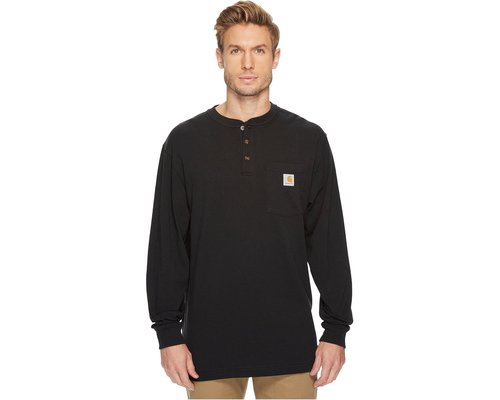 Carhartt Workwear Pocket Long Sleeves Henley Long Sleeve Pullover - Black - K128-BLK