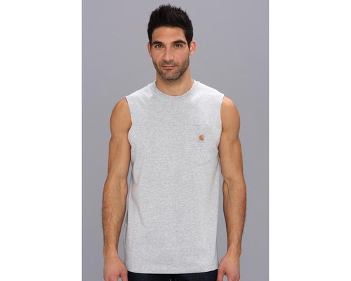 Carhartt Workwear Pocket Sleeveless T-Shirt T Shirt - Heather Gray - 100374-034