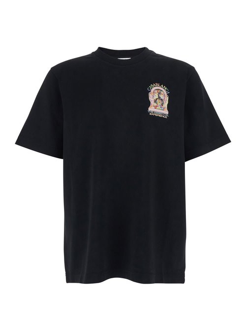 Casablanca Black Crewneck T-shirt With Logo Detail On The FrOnt And Maxi Logo Print On The Rear In CottOn Man - MSP26JTS00117BLACKJERSEY