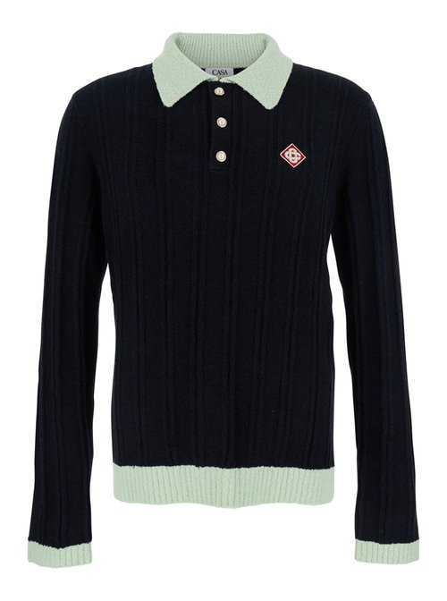 Casablanca Black Polo Shirt With Classic Collar And Logo Patch On The FrOnt In CottOn Blend Man - MPF25KW100001COTTON