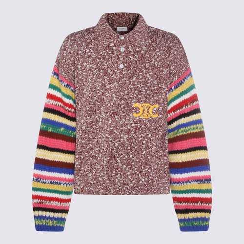 CELINE Burgundy And Multicolor Knitwear - RY0QE0X94GDU4