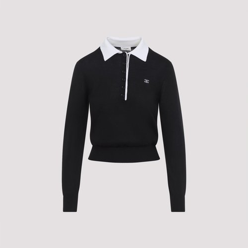 CELINE Cashmere And Silk Polo - RX0FD0W27 38OF BLACK WHITE