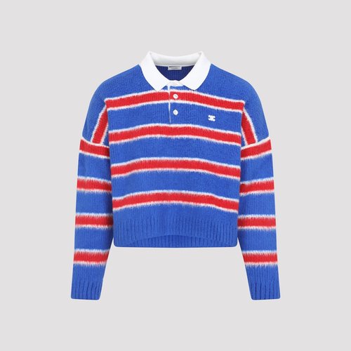 CELINE Cotton Polo - RY0FQ0ZQJ GBT8 BLUE RED ECRU