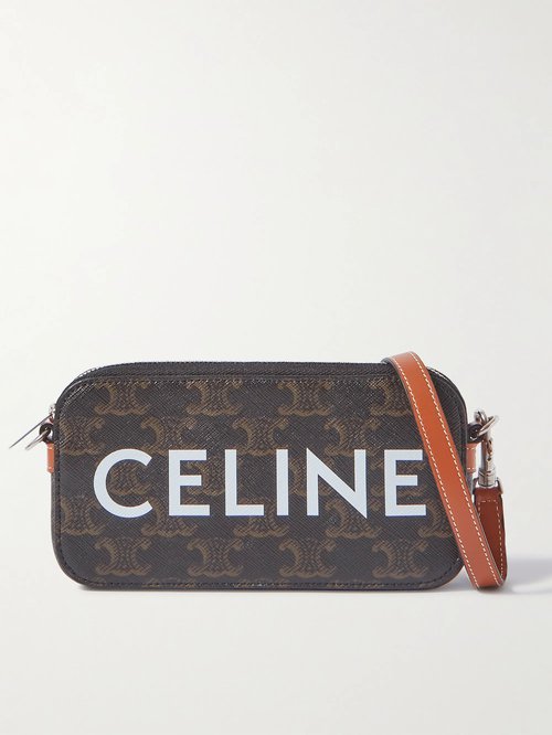 CELINE Horizontal Triomphe Logo-Print Coated-Canvas and Leather Pouch - 04Li - 10L272DM5.04LI