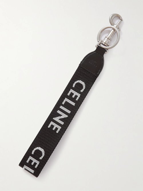 CELINE Leather-Trimmed Logo-Print Nylon Key Ring - 38Si - 49I272DMV.38SI
