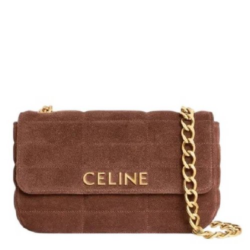 CELINE Logo Monochrome Matelasse Shoulder Bag - Brown - 111273EZF.19BR 9.45''
