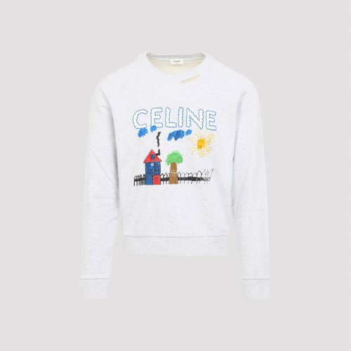 CELINE Loose Sweatshirt - RY0GW670Q GCA7 PALE GREY MULTICO