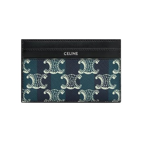 CELINE Medium Card Holder In Striped Triomphe Canvas And Calfskin - 10N762GUG 07TH
