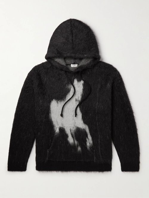 CELINE Printed Mohair and Silk-Blend Hoodie '38Ow' - 2AC15612S
