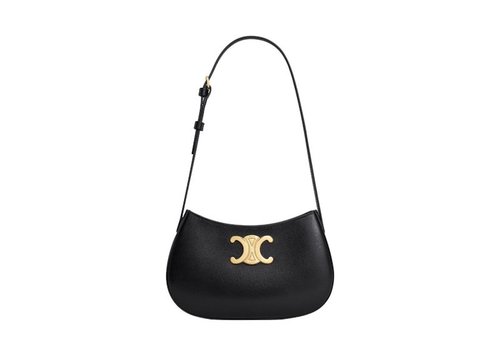 CELINE Shiny Calfskin Medium Tilly Bag - Black