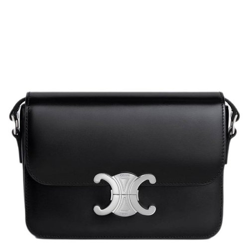 CELINE 250Shiny Calfskin Teen Triomphe Bag In - Black - 188423BF4.38SI X