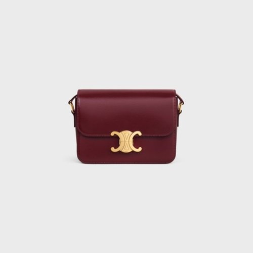 CELINE Shiny Calfskin Teen Triomphe Shoulder Bag - Gold Tone/Red - 188423BF4.28LB X