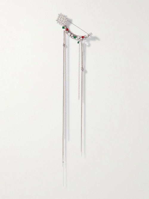 CELINE Star Silver-Tone, Crystal and Faux Pearl Brooch - 14Ml - 460LH6RPS.14ML