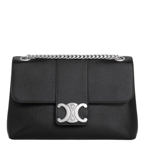 CELINE Supple Calfskin Victoire Medium Crossbody Bag - Black - 115853FDU.38SI X