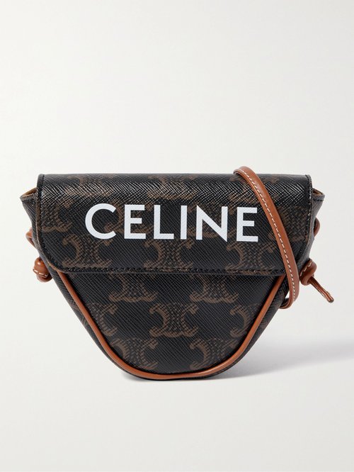 CELINE Triangle Triomphe Leather-Trimmed Logo-Print Coated-Canvas Messenger Bag - 04Li - 10I192DM5.04LI